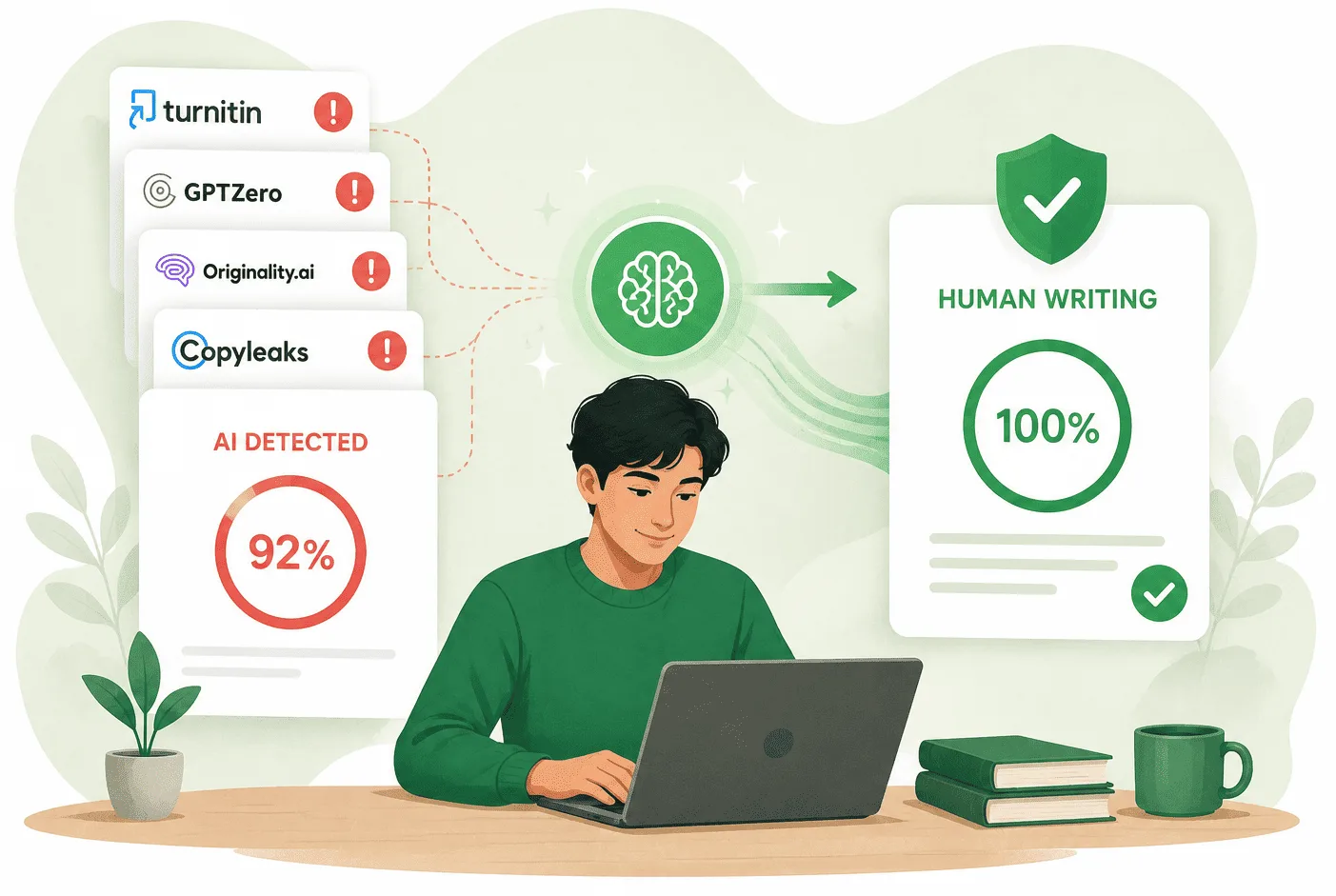 Humanized text passing AI detector checks