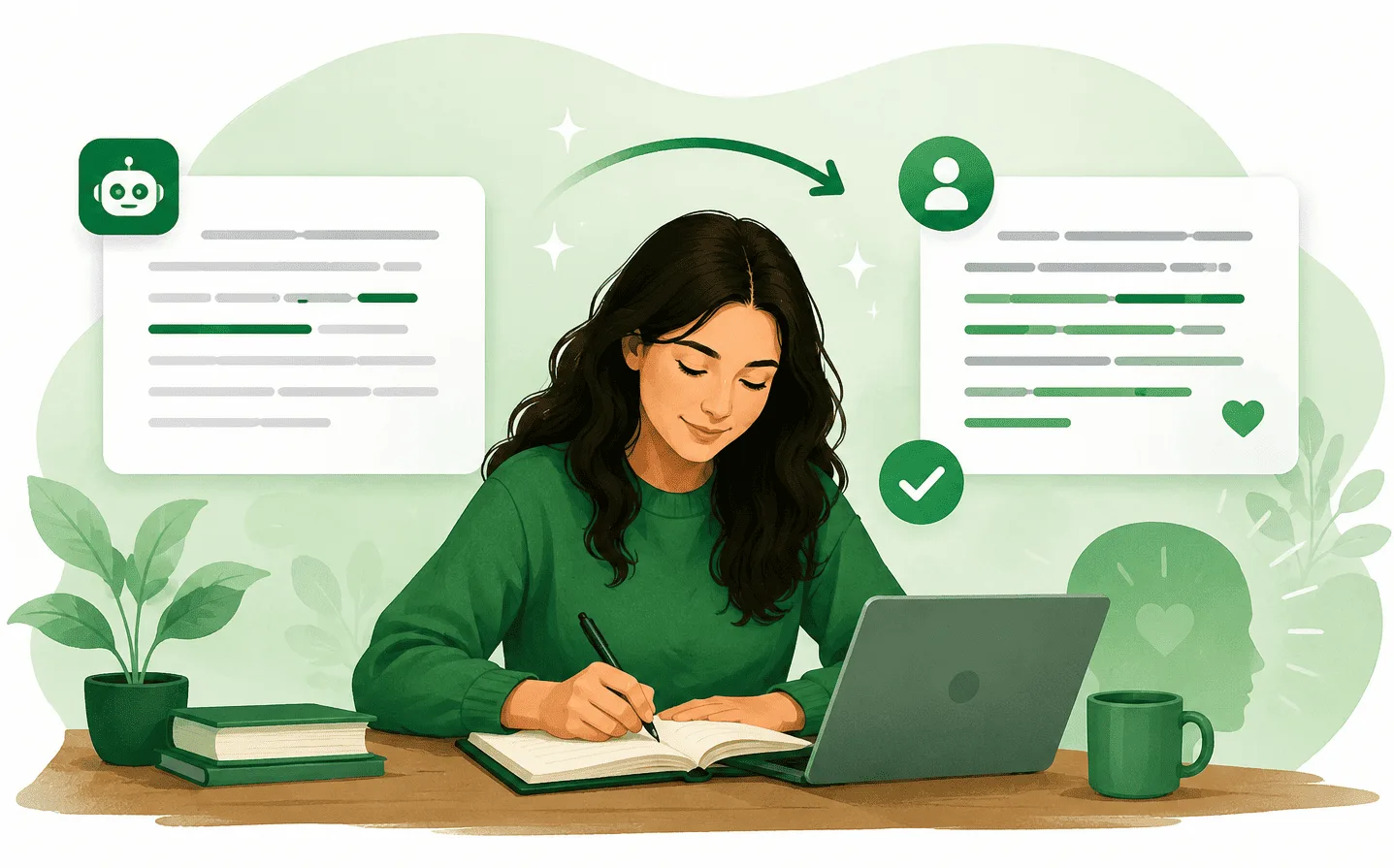 AI generated text being rewritten into natural human writing